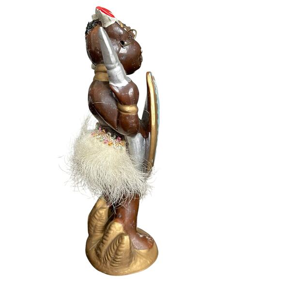 Vintage African Tribal Dancer with Shield Figurine Ceramic Mid Century Japan - Picture 4 of 11